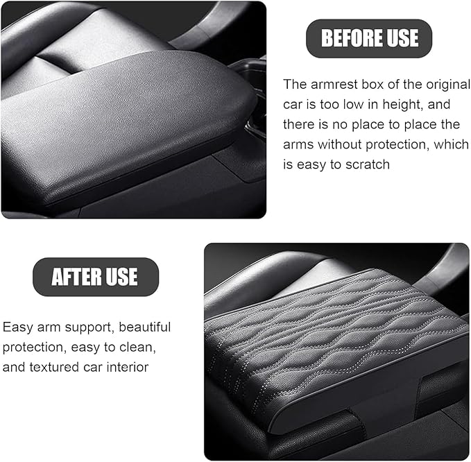 Car Center Console Cover for Ford Edge Sport 2011-2014, Universal Memory Foam Leather Comfortable Soft Armrest Box Pad Cushion Protector Accessories Easy to Clean,Red