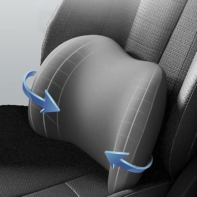 New Car Headrest & Lumbar Support Cushion for Hyundai Santa Fe 2001-2024, Ergonomic Memory Foam Seat Headrest Neck Rest Cushion Breathable Removable Cover for Neck Back Relief,A/Black