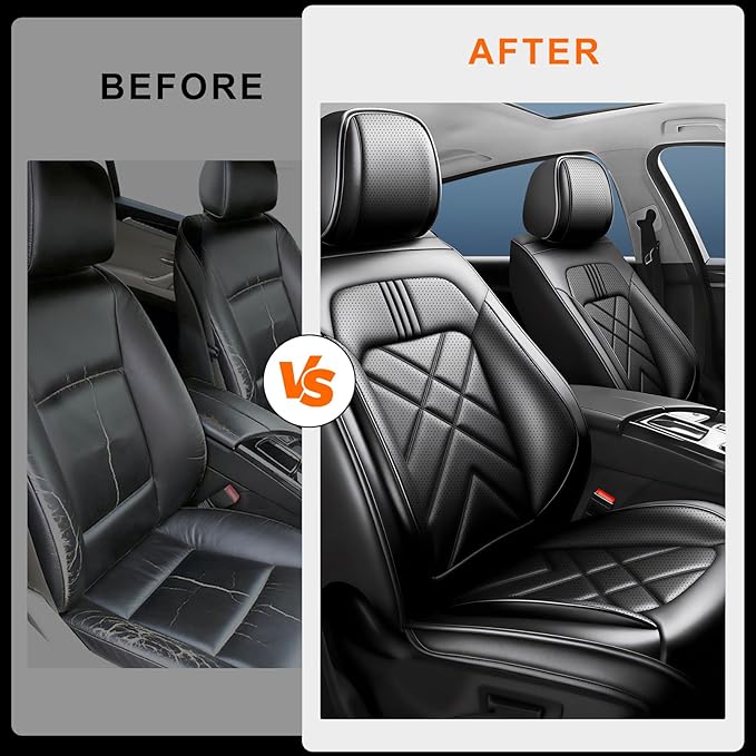 CX-90 Car Seat Covers Custom Fit for Mazda CX-90 2007-2026, Full Coverage Premium Leather Waterproof Breathable Seat Covers, Automotive Seat Protectors, Airbag Compatible(2 Front Seats, Black)