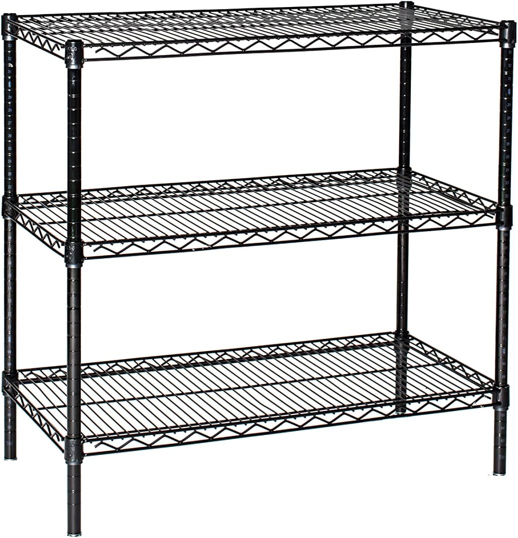 Omega 30" Deep x 36" Wide x 63" High 3 Tier Black Starter Shelving Unit