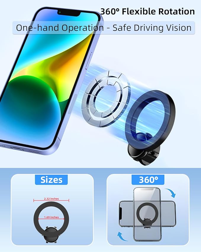 PZK Car Phone Mount for Toyota Camry 2007 2008 2009 2010 2011 Accessories Custom Air Vent Car Phone Holder Compatible with Magsafe Hands Free 360° Rotation Cell Phone Automobile Cradles