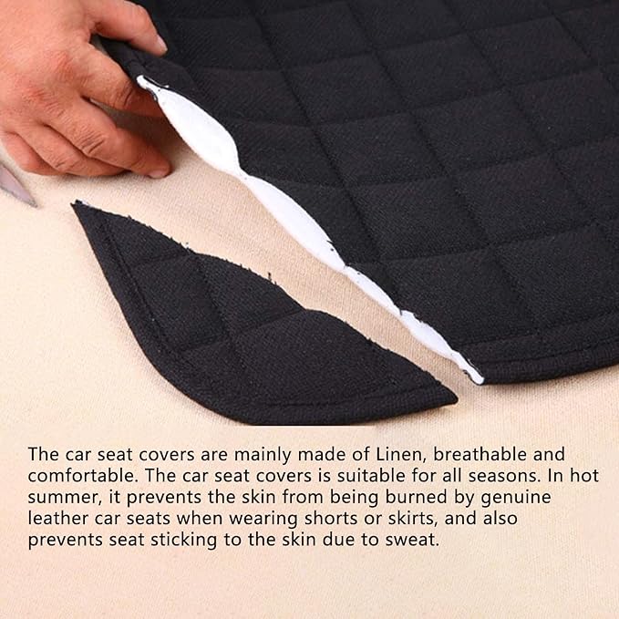 Suninbox Car Seat Covers Front Seat Only,Cloth Car Seat Covers,Linen Car Seat Protector Universal Fits Most Automotive,Vans,SUVs,Trucks Gray
