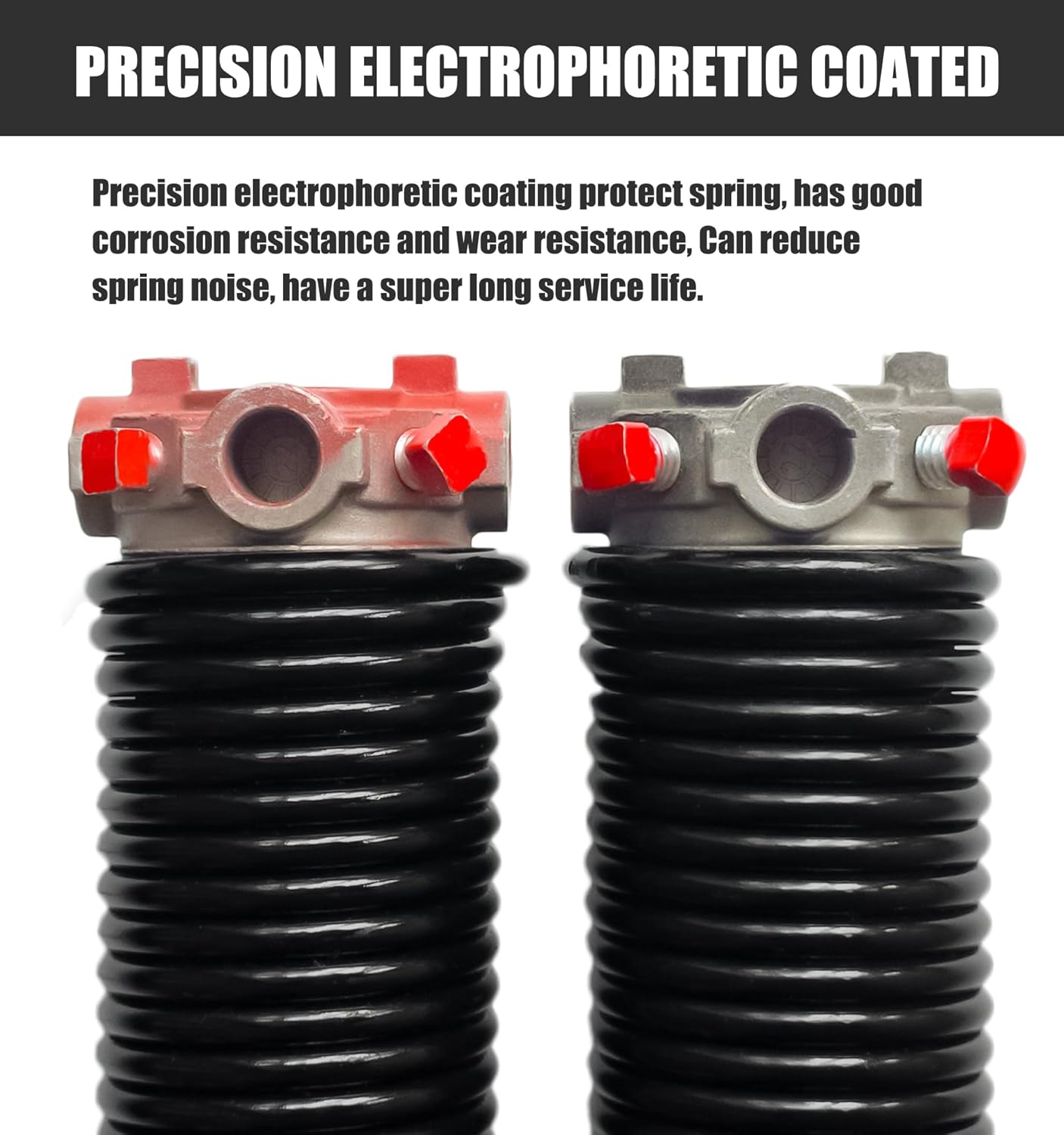 Garage Door Torsion Spring Set, Pair of 2" Electrophoresis Coated Garage Door Spring Replacement with 2 Non-Slip Winding Bars and Bearing, Minimum 16000 Cycles (.218x2x23")