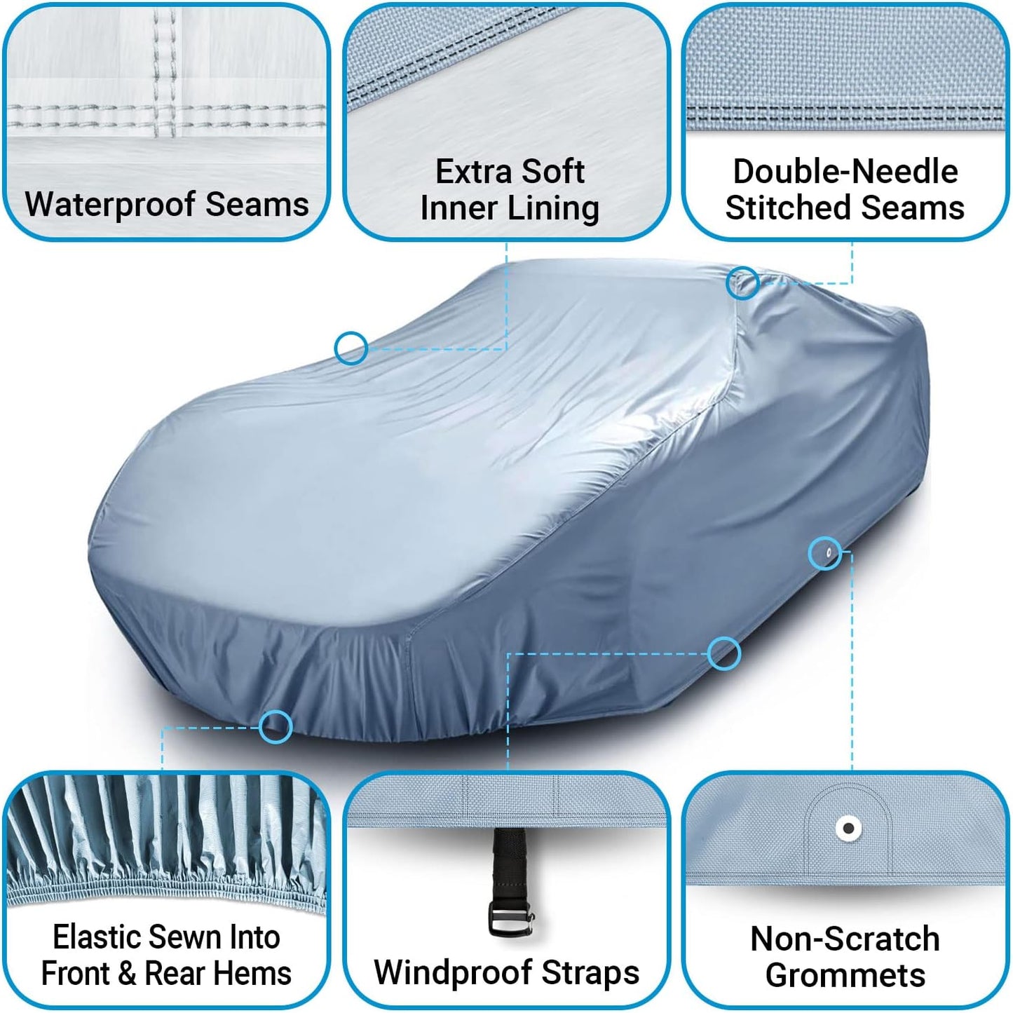 iCarCover Premium Car Cover for 1959-1981 Pontiac Catalina Safari Wagon Heavy Duty Waterproof All-Weather Automobiles Custom Fit Indoor Outdoor UV Snow Protection Covers with Straps and Bag