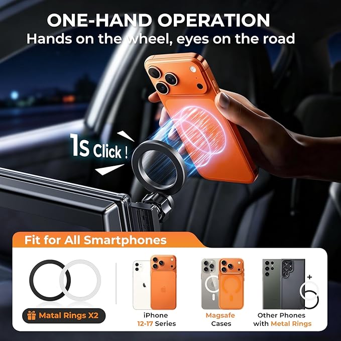Car Phone Holder for Honda CRV & HRV 2026 2025 2024 2023 (Only for 7/9-Inch Screen) 360° Rotation Magnetic Cell Phone Mount, Compatible with Magsafe, Does Not Affect Air Vent