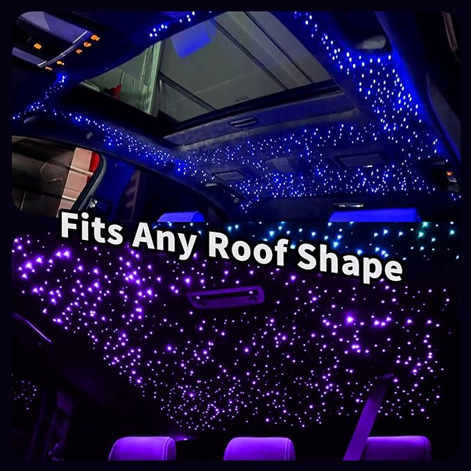 VASTFIRE Starlight Headliner Kit - 500pcs 0.03in 9.8ft Fiber Optic Star Lights for Car with 16W RGBW, Twinkle & Music Sync, APP/Remote Control for Car Roof/Bedroom Ceiling