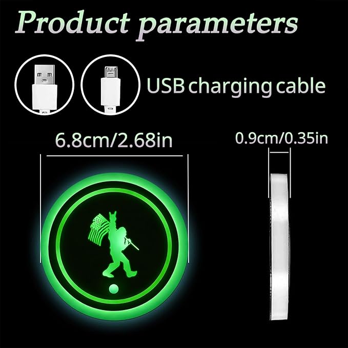 12 Gauge LED Cup Holder Lights for Car,2Pcs LED Light Up Cup Holder Coasters with 7 Colors 3 Modes,Waterproof Interior Atmosphere Lamp,Car Decor Accessories Cool Bullet Gift for Women Men