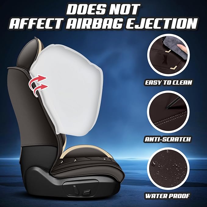 Car Seat Covers for Honda Accord 2000-2025, Premium Nappa Leather Car Seat Cover, Stylish Sport Seat Covers， Automobile Seat Cover Sets.(Standard 2 Seats/Coffee Color)