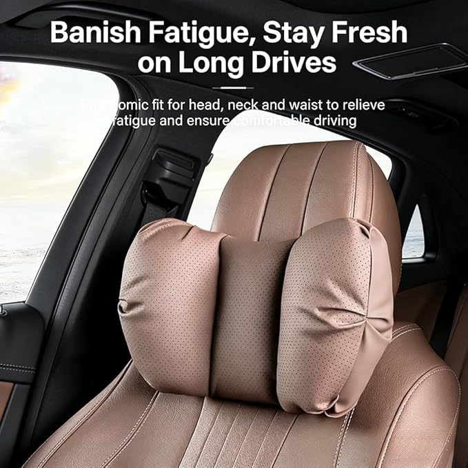 Car Neck Pillow & Lumbar Support for Suzuki Ertiga / XL7 2019-2026 Ergonomic Breathable Mesh Auto Seat Back Cushion Headrest,Black-Neck Pillow