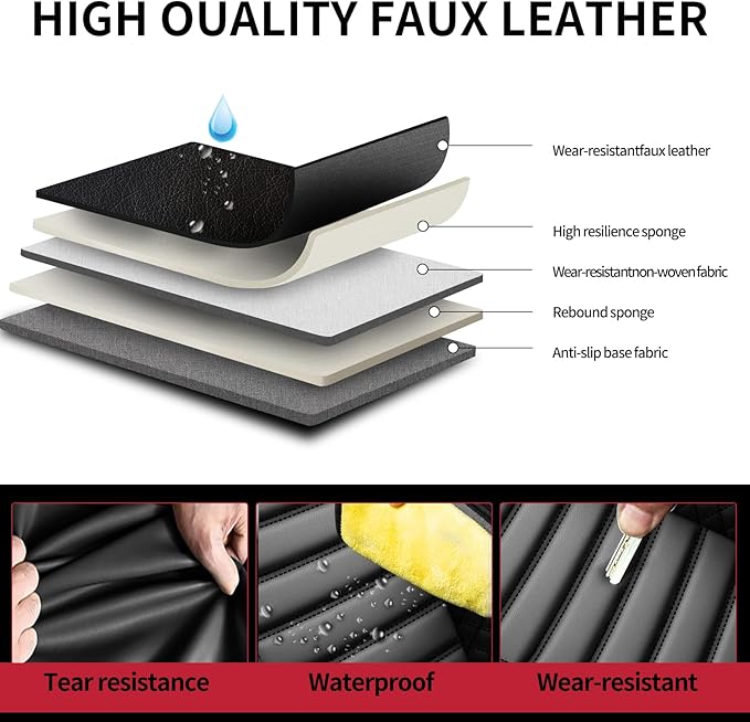 Fit HRV Car Seat Covers for Honda HR-V 2016-2024 2025 2026 - Upgraded Premium Waterproof & Breathable Leather, Airbag Compatible, All-Weather Seat Cushion Protector (2 Front/Black)