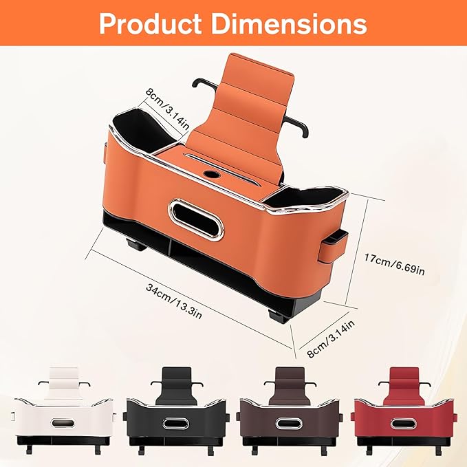 Multifunctional Car Seat Back Storage Box, Universal Car Seat Organizer, Car Seat Tissue Box and Organizer, Car Seat Paper Towel Organizer， Car Organizer with 2 Drink Cup Holders (Red)