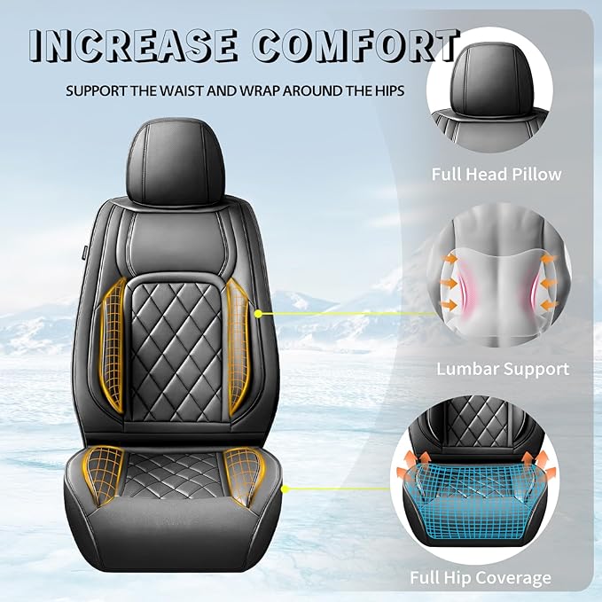 Fit HRV Car Seat Covers Compatible with Honda HRV 2016-2025 2026, Premium Leather Breathable, Wear Resistant, Airbag Compatible, All-Weather Protection & Full Coverage, Full Set Black