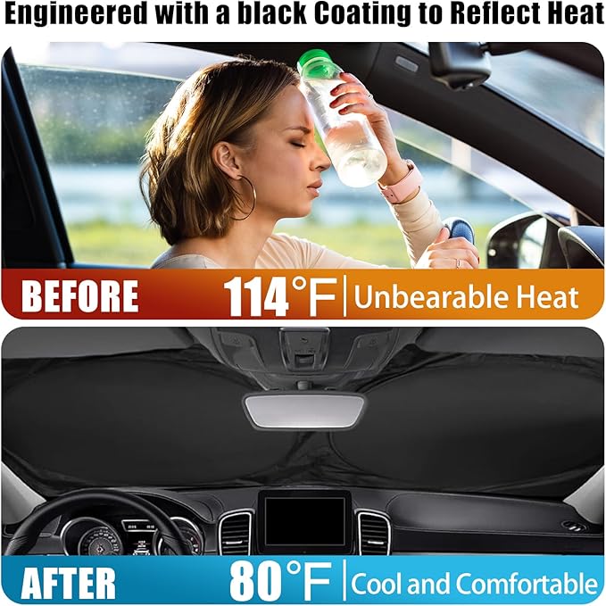 Dinosaur Car Windshield Sun Shade Foldable Sunshade Front Window Cover Sun Visor Protector Accessories (59x27.5 inches)