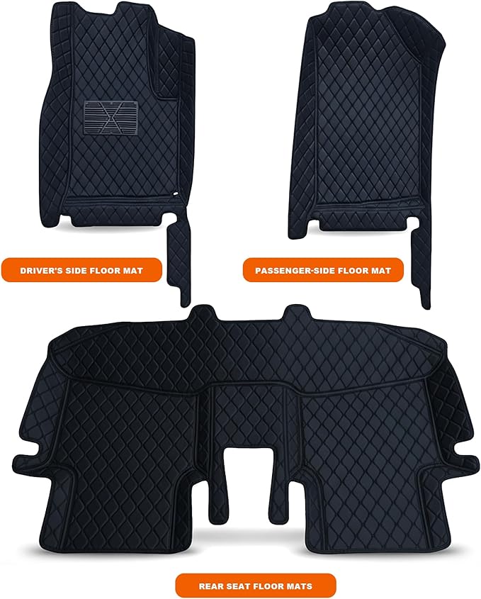 All-Weather car Floor MATS-Suitable for 99% of car Models,Leather car mat, offering Personalized Embroidery and Multiple Color Options,Provide Protection for car Rug (2+1Red)