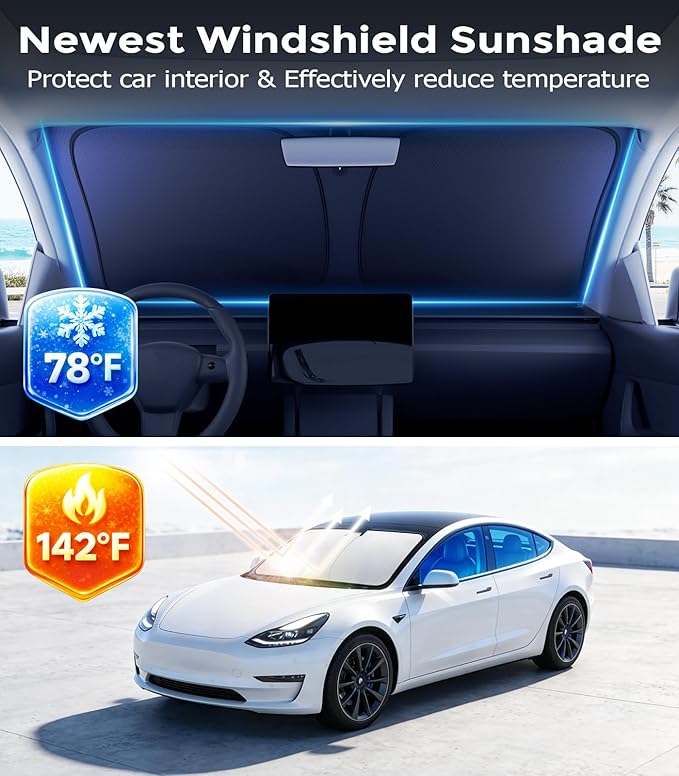 DMJN Windshield Sun Shade for Mazda CX5 (2017-2026), Car Sunshade for Front Windshield [100% Efficient Block UV & Scorching Sun] UPF50+ Heat Block - Protect Interior & Keep Cooler