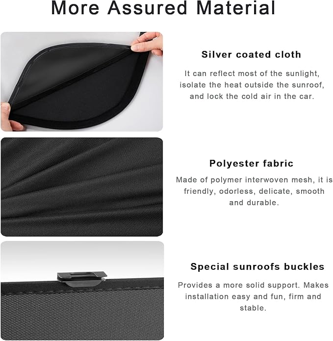 Sunshade Roof Compatible with Tiguan 2010-2017 SUV, Heat Insulation Sunroof Shade, Foldable Glass Roof Shade with Storage Bag, Black