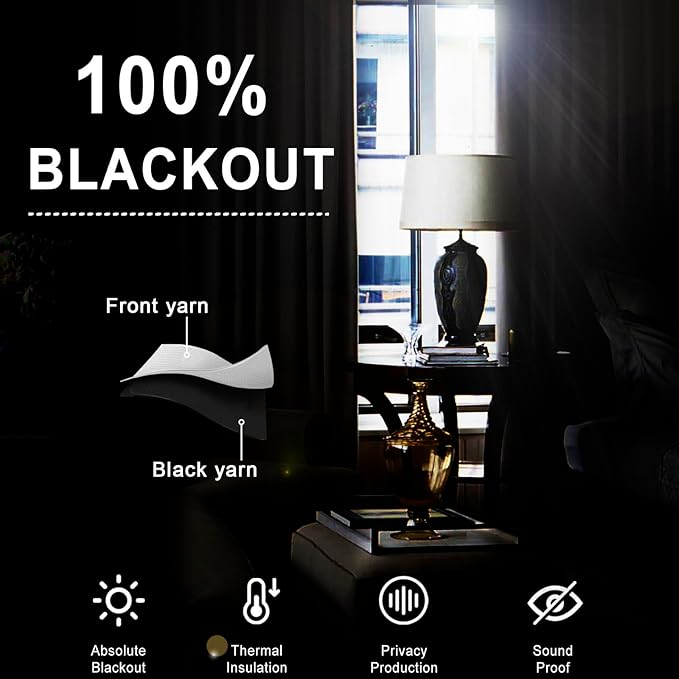 XWZO 100% Blackout Curtains 84 Inches Long with Tiebacks- Privacy Protection & Noise Blocking Window Draperies Grommet Top with Black Liner for Bedroom/Living Room, Turquoise, W60 x L84, Set of 2