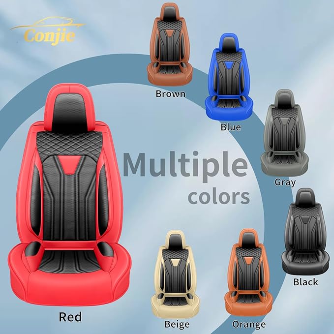 Fit Altima Car Seat Covers Compatible with Nissan Altima 2011-2025 2026 - Premium Leather， Waterproof Breathable， All-Weather Seat Cushion Protecto&Airbag Compatible (2 Front Seat Red&Black)