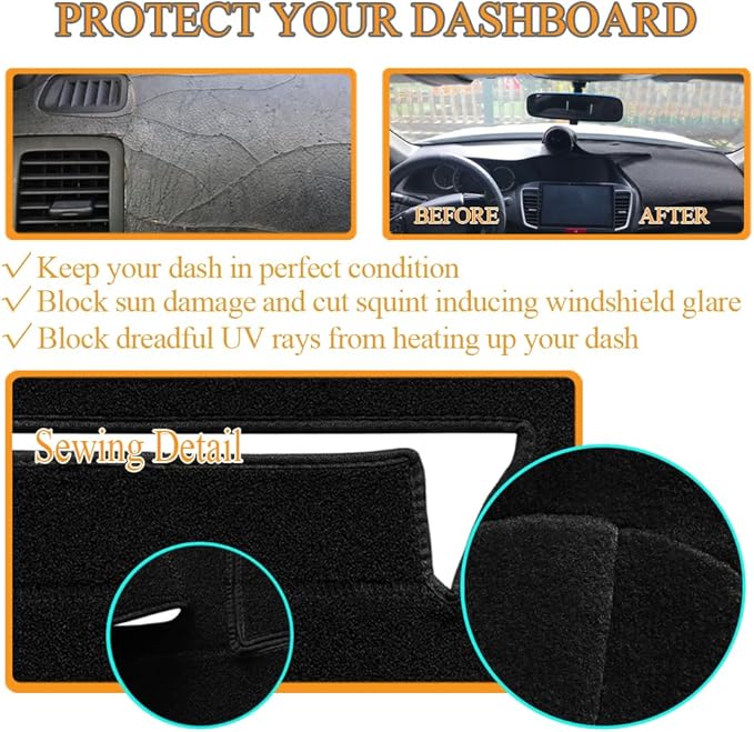 Yiz Dash Cover Mat Custom Fit for Kia Sorento 2016 2017 2018 2019 2020 with Dash Speaker with Sensors,Dashboard Cover Pad Carpet Protector(16-20 Black) J44