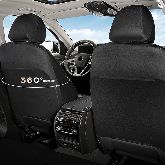 Coverado Leather Seat Covers, Front and Back Seat Covers for Cars, Waterproof Automotive Seat Covers Car Seat Protector Car Seat Cushion Universal Interior Truck Accessories Fit Most Cars Black&Coffee