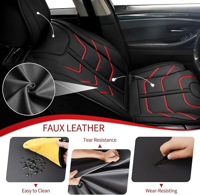 TTX LIGHTING Car Seat Covers fit for Jeep Compass 2012-2026 Full Set: Premium Leather Automotive Seat Cover with Airbag Compatible Waterproof (5 Seats, Redline)