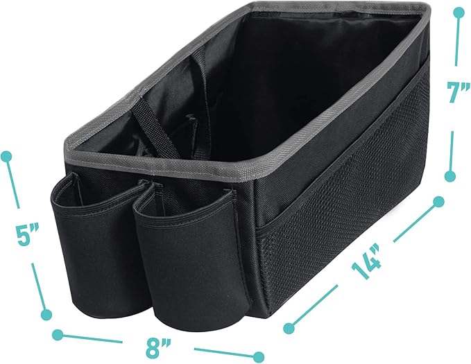 FH Group E-Z Travel Multi-Use Beige Car Organizer with Cup Holders | Back Seat Storage Beige