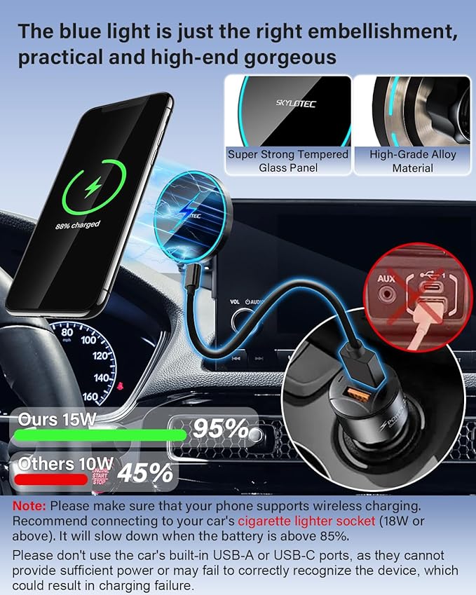 Phone Mount for Toyota RAV4 2019-2025 Accessories 7/8-Inch Screen, Car Magnetic Phone Holder Compatible with MagSafe, Strong Magnets Fast Wireless Charger Cell Phone Base (Not Fit 9/10.5-inch Screen)