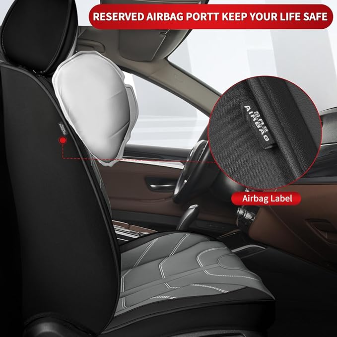 TTX LIGHTING Car Seat Covers fit for Ford Focus 2009-2018 Full Set: Premium Leather Automotive Seat Cover with Airbag Compatible Waterproof (5 Seats, Black & Gray)