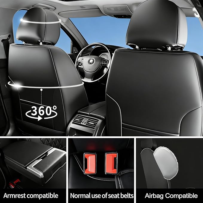 Fit Palisade Car Seat Covers for Hyundai Palisade 2020-2026 - Premium Leather, Waterproof, All-Weather, Airbag Compatible, Breathable, Easy Install,Only 2 Front seat Covers,Redline