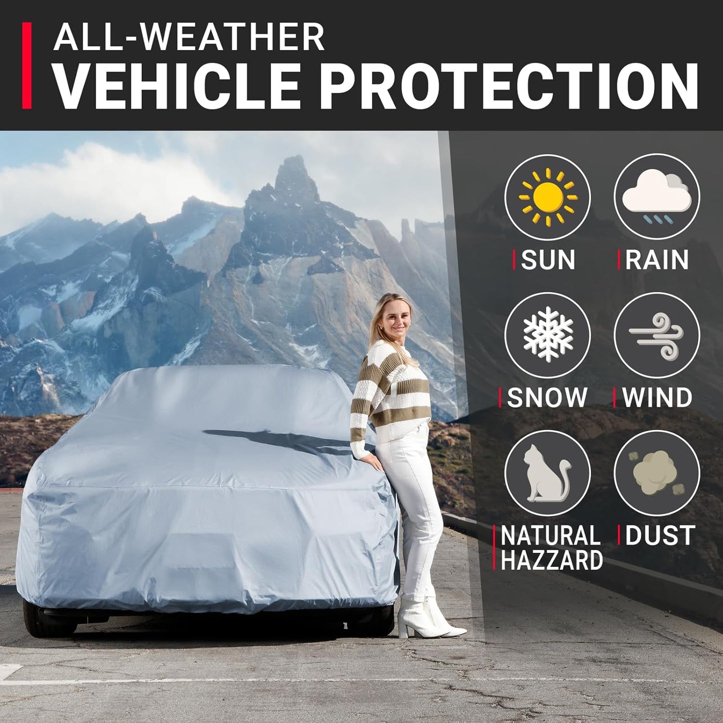 iCarCover Premium Car Cover for 1978-1983 Chevy Malibu 2-Door Heavy Duty Waterproof All-Weather Automobiles Custom Fit Indoor Outdoor UV Snow Protection Covers with Straps and Bag