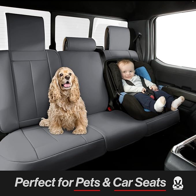 Coverland Custom Fit Car Seat Covers for SUV Compatible with [Kia Sportage, Sportage Hybrid] Premium Car Seat Cover Water Resistant Leather Non-Slip Interior Protector [Full Set Dark Gray -Chart X75]