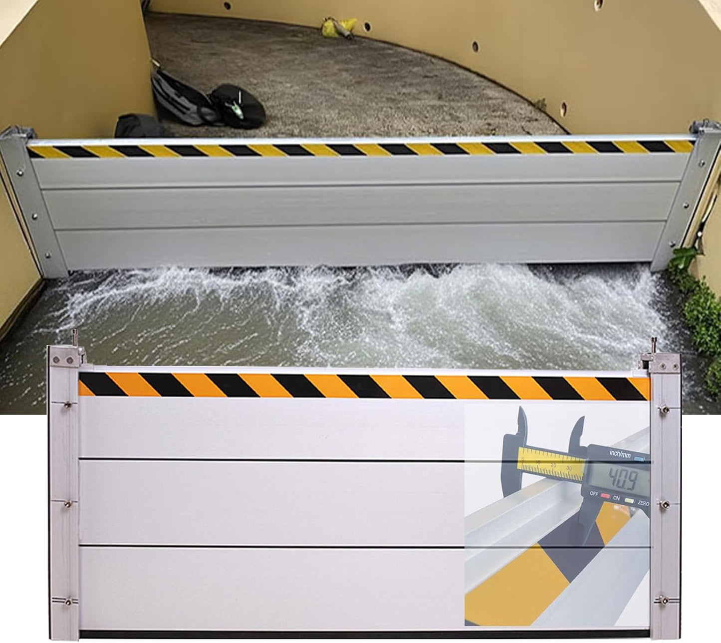 Reusable Heavy Duty Aluminum Flood Barriers for Home Exterior, Flood Protection Barriers Water Barrier Door Quick Detachable Garage Doors Detachable Mobile Rain Water Baffle ( H 31.5 inch L 2.5FT)