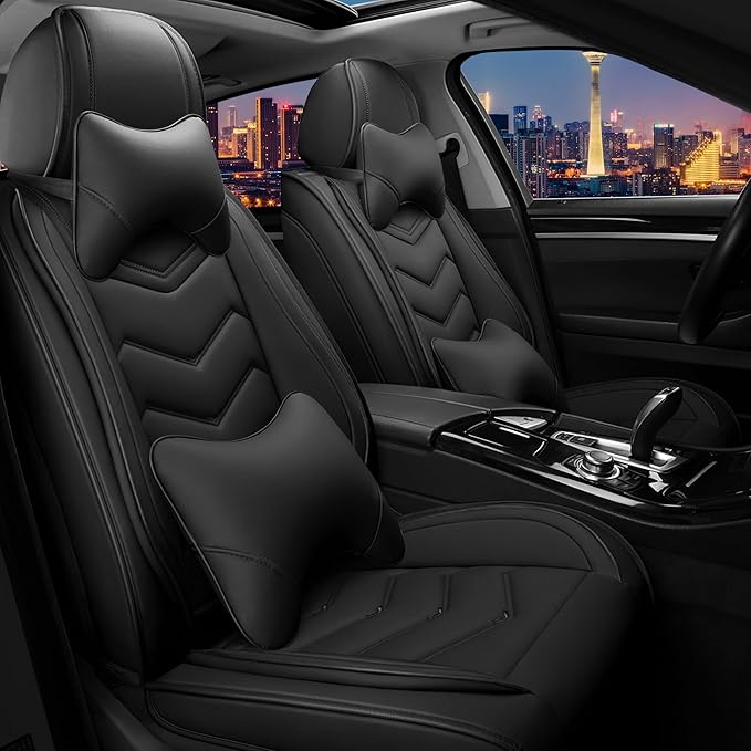 CTDS Car Seat Covers for Honda HR-V 2016-2026, Stylish Sport Seat Cover, Premium Nappa Leather Car Seat Cover. Automobile Seat Covers Sets.(Luxury 2 Seats/Pure Black)