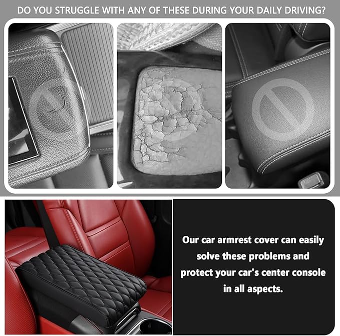 Auto Armrest Cushion Pads for Ford Ranger(1998-2002) Accessories Car Centre Console Armrest Pad Durable Material and Easy to Clean-is Waterproof and Anti-Scratch