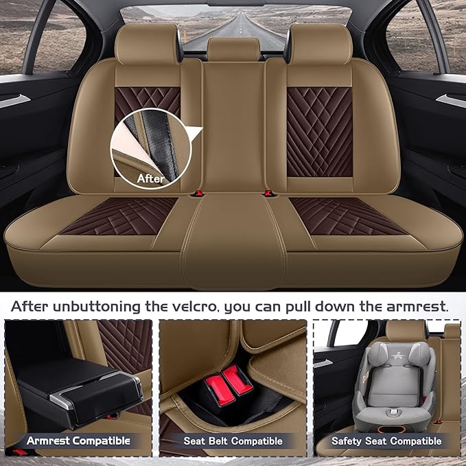 Truck Seat Covers for Ford F150 2009-2026, Waterproof Premium Leather Full Coverage Car Seat Cover, Muscle Sport Style Auto Interior Seat Cover Sets (Full Set/Brown Coffee)