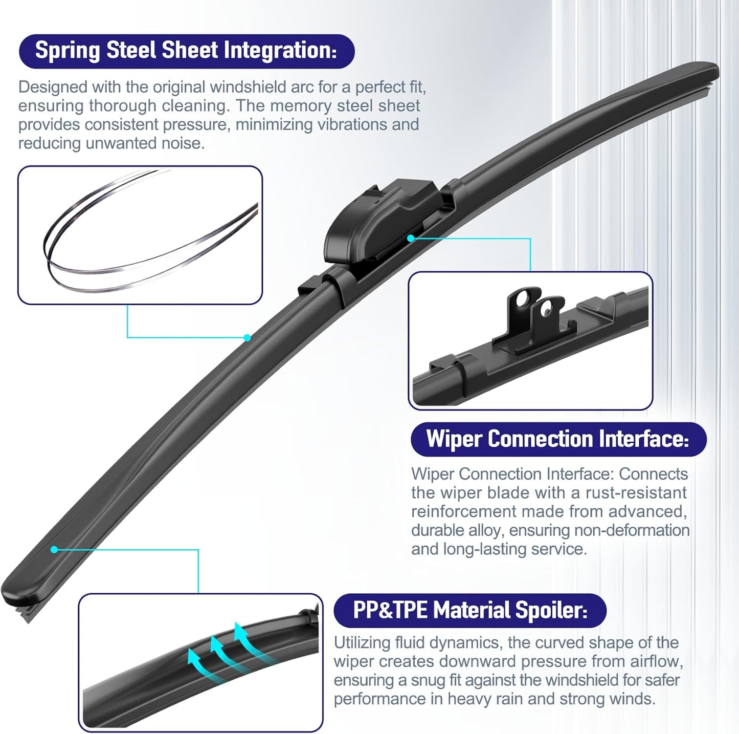 AJK 26 and 16 inch Wiper Blades, Premium All Season 2 Pack Driver Side Passenger Side Front Windshield Wipers Replacement for Honda Accord 2018 2019 2020 2021 2022