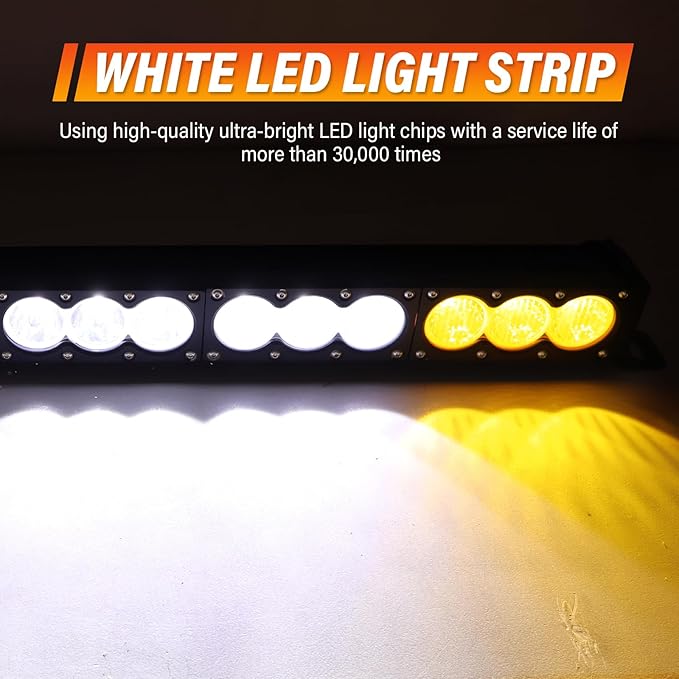 AUXTINGS 44 inch Single Row Dual Color LED Light Bar 240W Off Road Light Bar White Amber Combo LED Work Light Truck UTV 4x4 Cars SUVs ATVs Boats Fog Driving Light with Wiring Harness kit