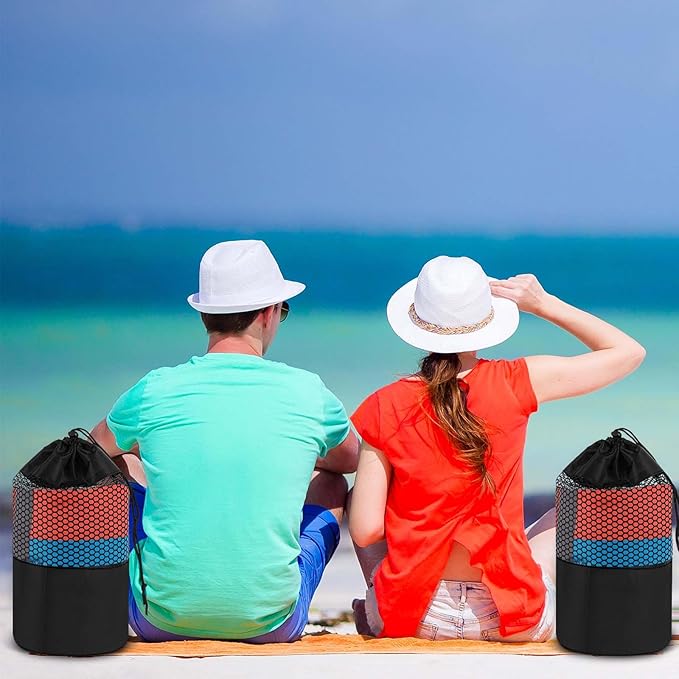 2 Pack Car Seat Towel Covers with Storage Bag 63 x 32 Inch Athletic Running Towel Seat Sweat Washable Non Slip Cover Gift for Car Outdoor Sport Activities (Beach Palm Trees)