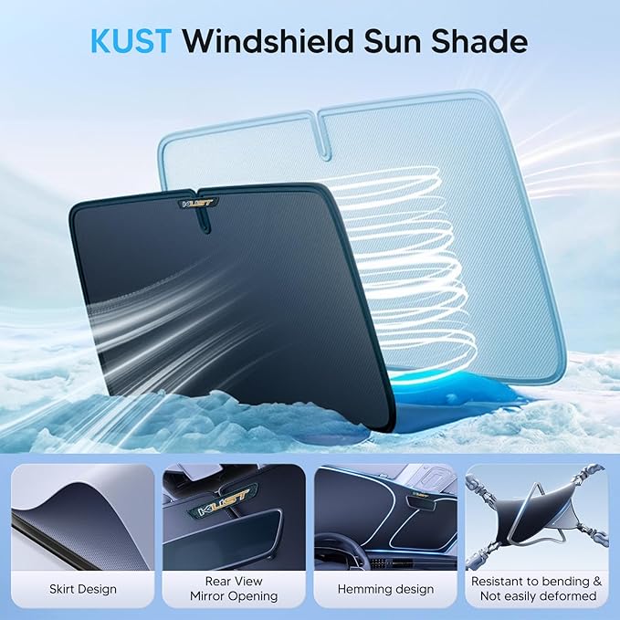 KUST Windshield Sun Shade for Ford F150 2009-2014 F-150 Accessories Window Sunshade Sun Protector Foldable Block UV Rays Keep Car Cooler