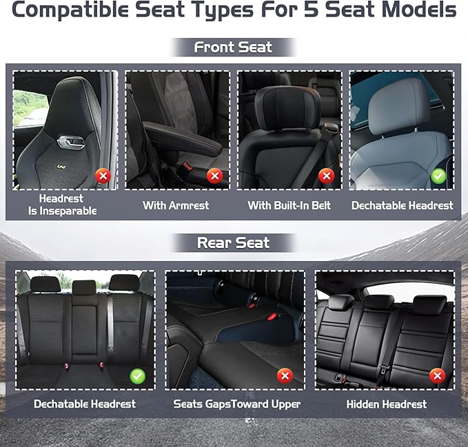 Truck Seat Covers for Chevy Silverado 3500 2007-2026, Waterproof Premium Leather Full Coverage Car Seat Cover, Muscle Sport Style Auto Interior Seat Cover Sets (Full Set/Black White)