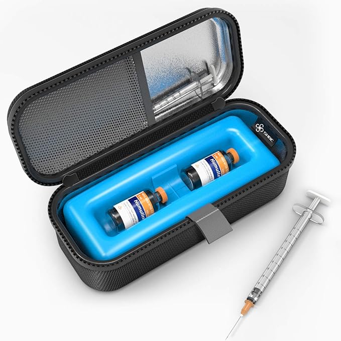 SHBC Medical Cooler Insulin Vial Carrying Travel Case TSA Approved Protector for Diabetic with One Ice Pack Black