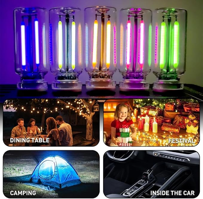 2Pcs Car USB Night Light, Touch Adjustment LED Ambient Lighting Plug in USB Automotive Night Lamps, Mini LED Bulb for Car, Camping, Holiday, Decoration, Bedroom, Party(Yellow)