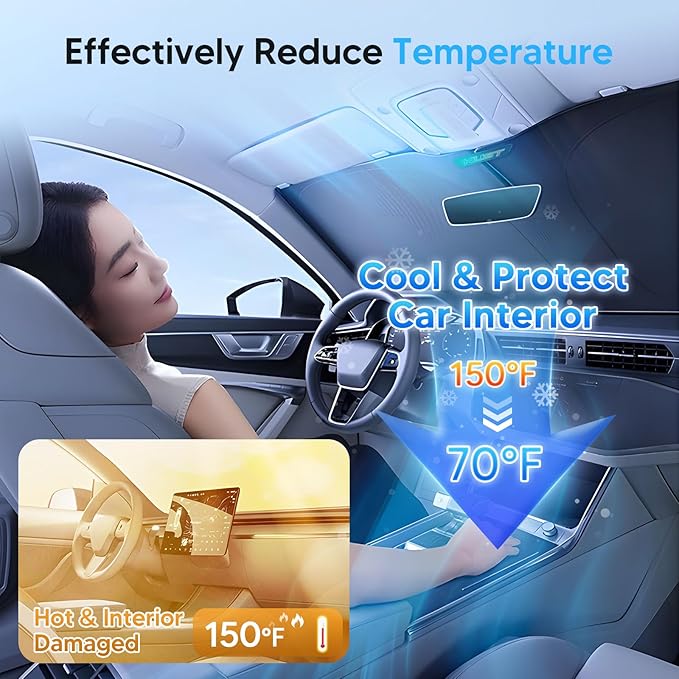 KUST Windshield Sun Shade for Ford F150 2009-2014 F-150 Accessories Window Sunshade Sun Protector Foldable Block UV Rays Keep Car Cooler