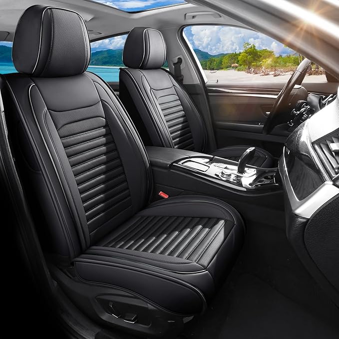Car Seat Covers Full Set Fit for Toyota Avalon 2001-2022, Premium Faux Leather Car Seat Protector,Breathable Anti-Slip Full Wrapping Edge Seat Covers(Black,Full Set)