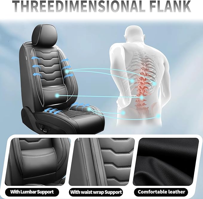 Fit Prius Car Seat Covers for Toyota Prius 2001-2025 2026 -Premium Leather, Waterproof，Breathable，All-Weather Seat Cushion Protecto & Airbag Compatible, 2 Front Seat Black