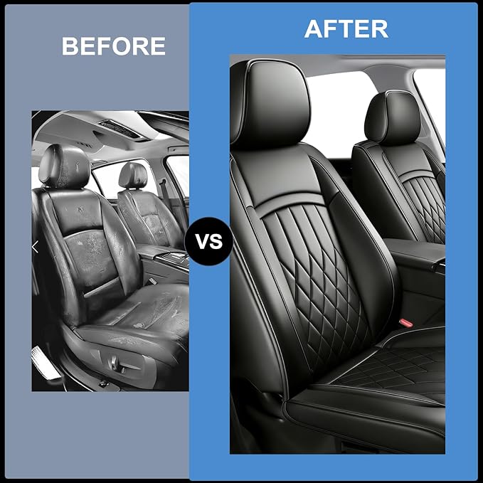 Fit for Santa Cruz Seat Covers Compatible with Hyundai Santa Cruz 2022-2026 - Waterproof Breathable Leather Automotive Seat Cushions Protector,Airbag Compatible,Full Set 5 Seats(Black)