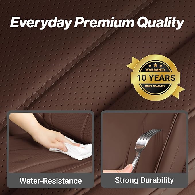 Coverland Custom Fit Car Seat Covers for SUV Compatible with [2020-2025 Mercedes-Benz GLE-Class] Premium Water Resistant Leather Non-Slip Interior Protector [Full Set Dark Brown - Size Chart X82]