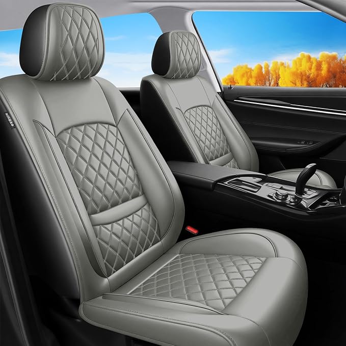 Fit RLX Car Seat Covers for Acura RLX 2013-2020 - Premium Leather, Waterproof, All-Weather, Airbag Compatible, Breathable, Easy Install, Seat Protectors, Only 2 Front seat Covers, Gray