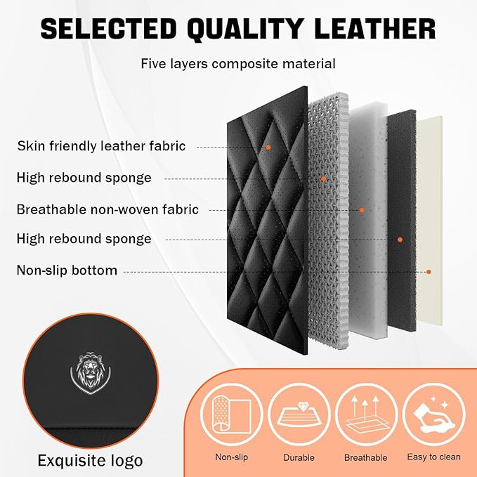 Car Seat Covers Compatible with Toyota Camry 2012-2026 Durable Waterproof Automotive Seat Covers Stretchable, Airbag Compatibility, Premium Nappa Leather(Black Blue, 2 Pcs Front with Pillow)