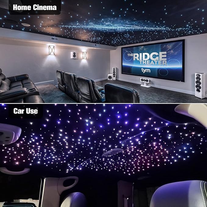 CHINLY 550pcs Starlight Headliner Kit, Upgraded Twinkle Lights, RGBW Fiber Optic Lights, Car Star Lights for Ceiling Car Theater, 0.03in 9.8ft